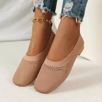 Flat bottom mesh single shoes women s 2024 summer outer wear shallow mouth hollow non-slip breathable one pedal mother work shoes 36 зелёный