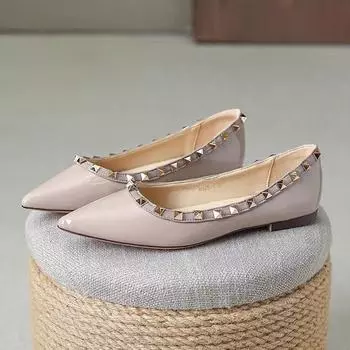 Flat bottom model~ pointed single shoes women s flat bottom willow flat heel boat shoes shallow mouth soft sole women s shoes 2025 new rivet shoes 35