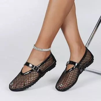 Flat Bottom Round Head Mary Jane Shoes, Large Size Women s Shoes - 35 чёрный