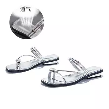Flat bottom set toe French small cool slippers fairy shoes fashion wear 2025 new summer temperament toe half drag 35