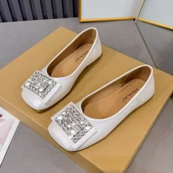 Flat bottom shallow mouth single shoes women s summer new with skirt rhinestone versatile beanie shoes Mary Jane shoes 35