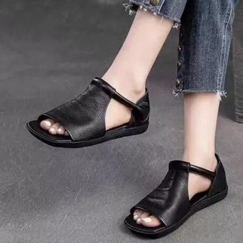Flat bottom side empty women s sandals new light mouth shoes open toe bag heel solid color beach shoes women 35