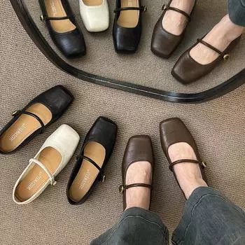 Flat bottom soft bottom round head shallow mouth Mary Jane single shoes women s 2025 spring new commuter versatile small leather shoes eveni 35 чёрный