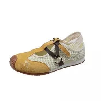 Flat bottom Velcro women s shoes summer new hollow casual shoes retro breathable single shoes women 35