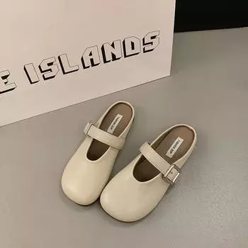 Flat-bottomed bag head and half slippers for women s summer wear, pregnant women lazy people pedal the new versatile casual sandals 35