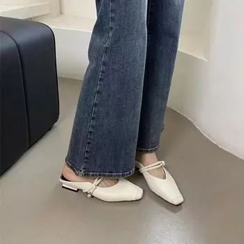 Flat-bottomed bag head half slippers women s 2025 sandals fashion soft-soled French sandals outer wear super fire color matching Mill shoes 35 серебряный