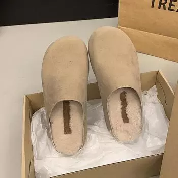 Flat-bottomed Boken slippers women s autumn and winter outer wear high-end bag head 2025 new ugly and cute niche design cotton slippers 35