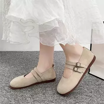 Flat-bottomed evening breeze gentle Doudou shoes 2024 new autumn word with Mary Jane grandma single shoes women 35 хаки