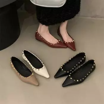 Flat-bottomed French temperament red pointed willow single shoes women s shoes 2024 spring and autumn soft-soled black commuter ladyshoes 35 хаки