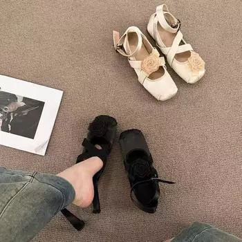 Flat-bottomed new Chinese style single shoes women s shoes spring and autumn 2025 summer gentle evening shoes Mary Jane ballet shoes 35 чёрный