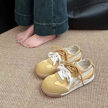 Flat-bottomed retro niche leather Forrest Gump shoes women s shoes 2025 spring new Korean version fashion casual sports moral training shoes 35 розовый