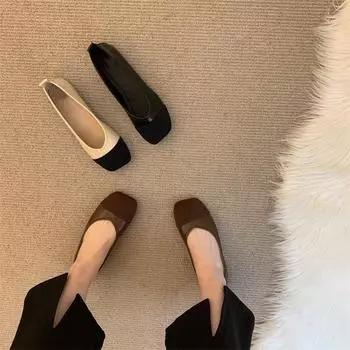 Flat-bottomed Xiaoxiangfeng Doudou single shoes women s shoes 2025 new summer one-pedal black witch spring and autumn ladyshoes 35 чёрный