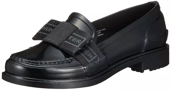 Flat Loafers Refined Bow Gloss Penny Loafers Black cm 2A [Hunter] [Women s] 25.0 чёрный