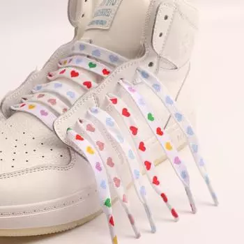 Плоские шнурки Love Heart для женщин и мужчин, модные цветные шнурки для кроссовок AJ/AF1, высокие холщовые шнурки 100/120/140/160/180 см 100cm