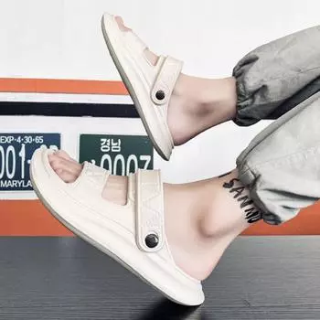 Flat Man Sandals Casual New Design 2024 Shoes for Men Styles Cheap Liquidation Clearance Korean Style Daily Use Sale Fashion V 36-37