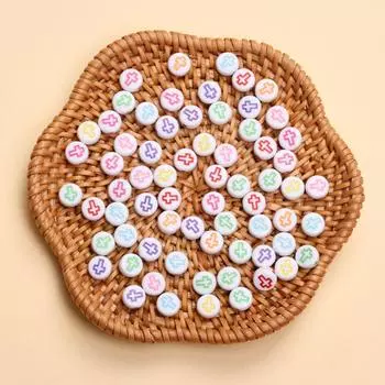 Flat Round Acrylic Handmade Phone Chain Bracelet Keychain Jewelry Making Earrings Loose Beads 80Pcs 6.5mm DIY Materials Spacer Accessories beads