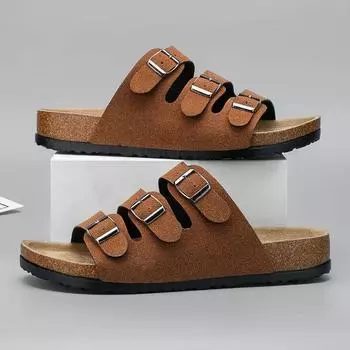 Flat Sandals Mens Sandals Genuine Leather Man Slippers for Men Men s Casual Sandal Mens Shoes 2024 High Quality Shoes Slipers 39-40