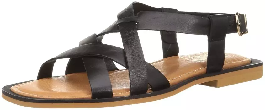 Flat Sandals Square Toe Cross Sandals Black cm [Bontre] Women s 22.5 чёрный