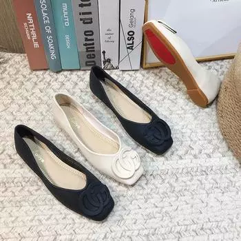 Flat shoes children s spring and autumn 2025 new Mary Jane women s shoes soft leather soft sole single shoes Doudou shoes P216-3 35 чёрный