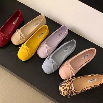 Flat shoes French bow red single shoes women s shoes ballet shoes spring soft sole versatile ladyshoes grandma shoes 35 красный