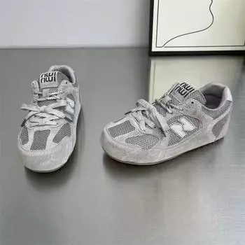 Flat shoes women s spring and summer new retro mesh breathable sports and leisure board shoes 36 серый