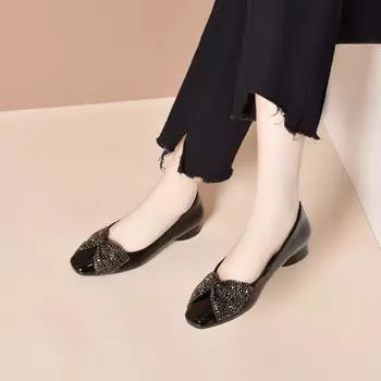 Flat shoes women s spring and summer new light mouth low heel one pedal single shoes color matching bow rhinestone women 34