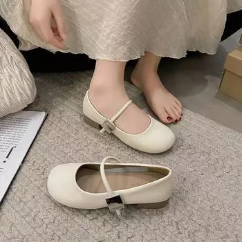 Flat single shoes women s 2025 spring new French soft sole is gentle and comfortable, easy to match with Mary Jane evening style round toe single shoe 35