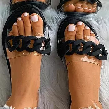 Flat Slippers Women Shoes Summer New Woman Sandals Sexy PVC Chain Sandal Ladies Flip Flops Casual Beach Dress Slides Designer283 36 разноцветный