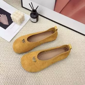 Flat-soled grandma shoes women s flat-soled spring and summer one-pedal lazy single shoes women s shoes soft leather ladyshoes 35 жёлтый