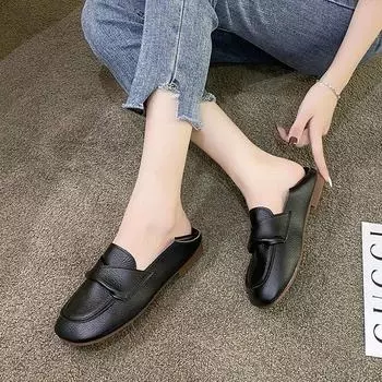 Flat-soled single shoes for women in the spring and autumn of 2025, the new Korean version is versatile, one pedal and two wears Doudou shoes, shallow 35