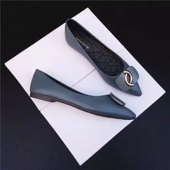 Flat-soled single shoes women s pointed new versatile shallow mouth laden shoes soft sole work 35 синий