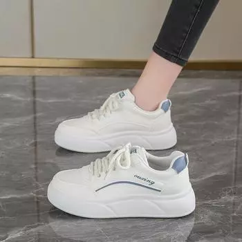 Flat-soled sports shoes for pregnant women who step on shit, women s new spring and autumn popular student non-slip white shoes in 2024 35 хаки