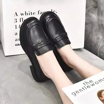 Flat-soled women s shoes spring new first-layer cowhide comfortable basic single shoes college-style small leather shoes 34