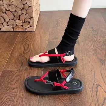 Flat toe sandals women s summer new versatile outer wear lazy commuting shoes temperament beach shoes 35