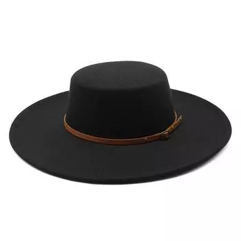 Flat Top Top Hat British Universal Retro Retro Black Woolen White Beige Felt Hat For Men And Women M56-58cm белый