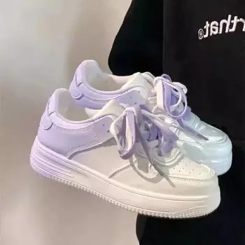 Flat White Shoes for Women Gradient Color Thick Soled Lace Up Board Shoes Autumn Students Casual Shoes for Women Zapatos Mujer 35 синий