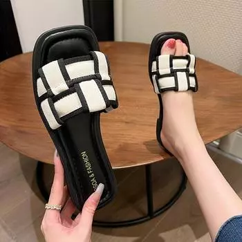 Повседневные тапочки на плоской подошве, женская модная обувь с открытой пяткой, женские пляжные сандалии, летние новые трендовые модные шлепанцы, женские шлепанцы 38 бежевый