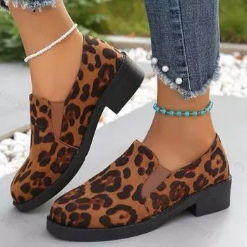 Flats Leopard Loafers Women Shoes Suede Sneakers Ladies Trned Comfort Walking Shoes Cozy Single Shoes for Women Zapatos De Mujer 36 леопардовый