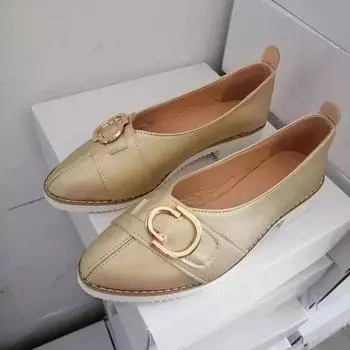 Flats Shoes Women Spring Autumn Slip-On Thin Shoes Stylish Pointed-toe V-shaped Pumps New Females Loafers Daily Women Work Shoes EUR 35 бежевый