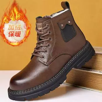[Fleece and thicker] 2024 autumn and winter new fashionable men s Martin boots soft sole soft surface versatile tooling Martin boots 39