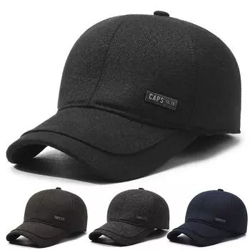 Fleece And Thicker Elderly People With Ear Protectors, Warm And Cold-Proof Baseball Caps, Men S Hats, Middle-Aged And Elderly Outdoor Caps Adjustable тёмно-синий
