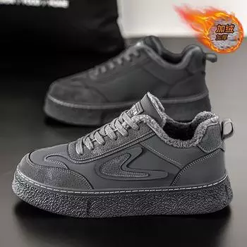 Fleece board shoes men s shoes 2024 new autumn and winter non-slip board shoes casual sports fleece cotton shoes versatile platform tide shoes 39