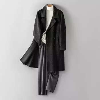 Флисовое пальто, мужское шерстяное пальто высокого качества, двухстороннее повседневное шерстяное пальто M