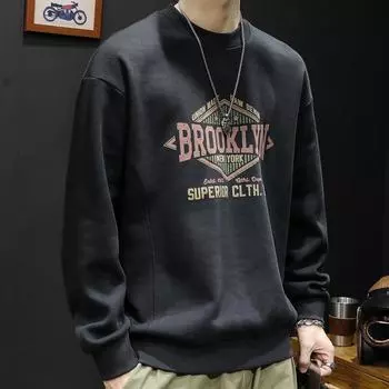 Флисовый свитер с круглым вырезом для мужчин, осенне-зимняя мужская одежда, модный мужской топ большого размера с длинными рукавами, осень M королевский синий