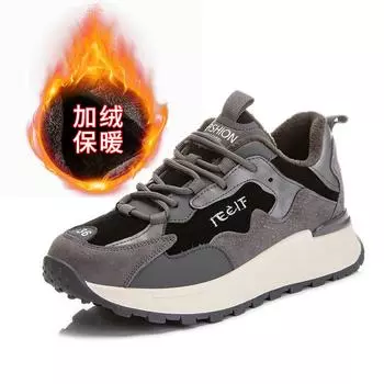 Fleece dad shoes women s 2025 spring new women s platform sports shoes women s casual single shoes flat leather women s shoes 35