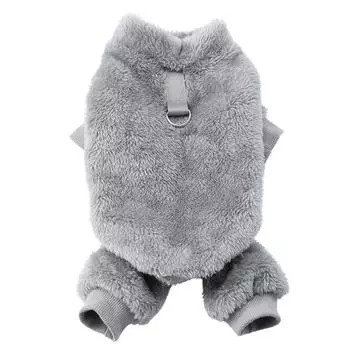 Fleece Dog Jumpsuit Winter Puppy Pajamas For Small Dogs Cats Clothing Soft Warm Chihuahua Yorkshire Coat Overalls Pet Costumes XS серый