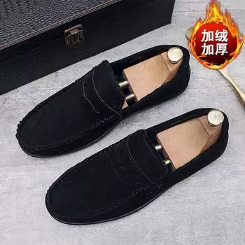 Fleece Doudou shoes men s winter warm cotton shoes casual lazy shoes non-slip soft sole foot cover live broadcast quality men s shoes 39