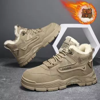 Fleece Martin boots 2025 autumn and winter new men s sports leather surface fleece thickened Martin boots retro tooling men s boots 39