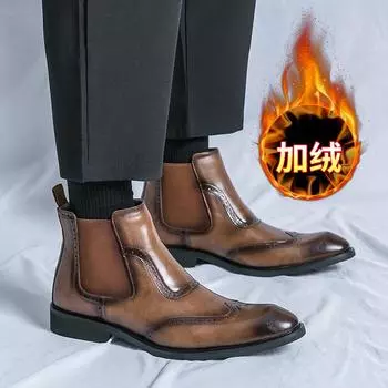 Fleece Martin boots men s 2025 new men s shoes winter fashion trend cotton shoes men s casual cowhide boots 39