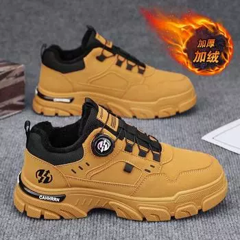 Fleece Martin tooling shoes men s low-top cotton shoes 2024 new winter sports and leisure trendy shoes men s buttons 39